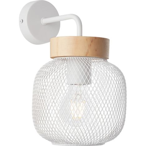 Brilliant Wandleuchte Giada Wandlampe, 26,5 cm, 1x E27, Metall/Holz, weiß/braun