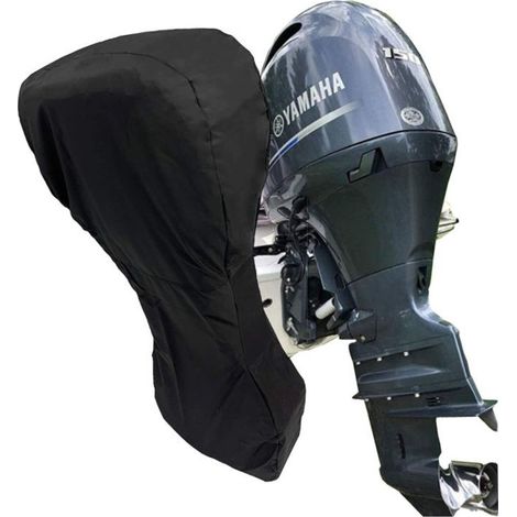 Housse de moteur de bateau, en tissu Oxford 420D haute résistance avec revêtement PVC, compatible avec les moteurs hors-bord de 60 à 100 CV (noir), dimensions : 200 × 170 cm (1/3)