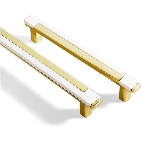 Vier Möbelgriffe aus Zinklegierung, geeignet für Schränke, 128 mm Lochabstand, goldfarben.