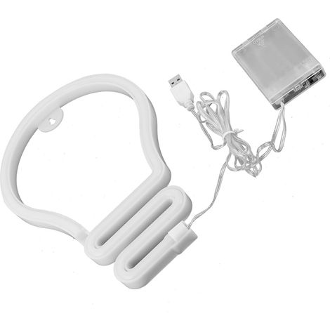 Enseigne lumineuse néon LED colorée en forme d'ampoule pour chambre, fête, Noël, mariage, alimentation USB/piles