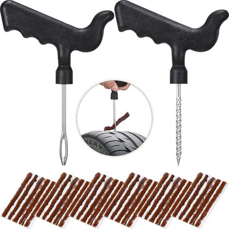 Kit de réparation de pneus de 32 pièces pour réparer les pneus crevés des camions, camping-cars, motos et voitures. (1/5)