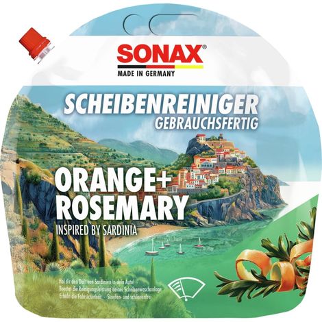 SONAX Nettoyant pour pare-brise, 01614410, Orange+Romarin, 3 l