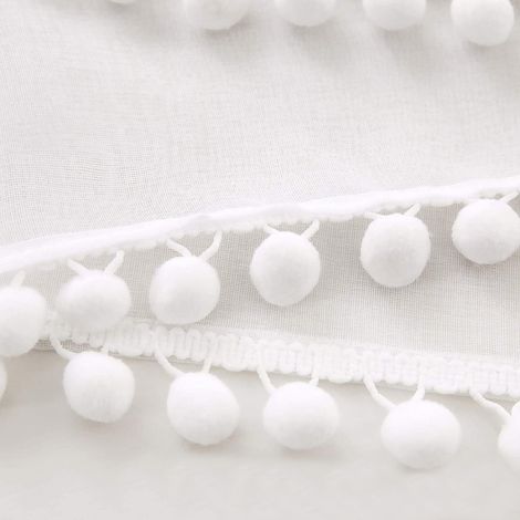 Rideaux en lin texturé transparent avec dentelle, semi-transparents, légers et respirants, pour la décoration de fenêtre de la chambre, du salon et de la salle à manger (2 panneaux). (1/5)
