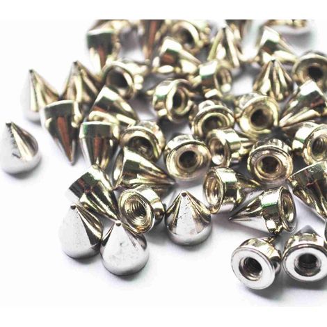 Rivets argentés en forme de cône, clous à vis, bricolage artisanal, kit d'outils de fixation en métal cool punk pour ceintures, vestes, travaux manuels en cuir et réparation de produits de décoration (1/5)