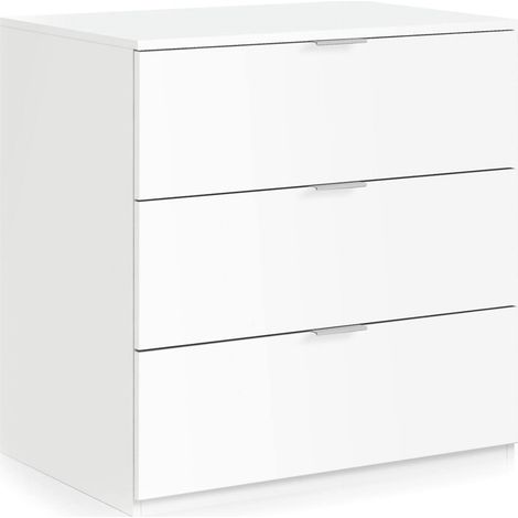 Cassettiera Bridgeport, Settimanale moderna a 3 cassetti, Mobile Comò basso per camera da letto, Mobile Settimanale, 77x38h80 cm, Bianco