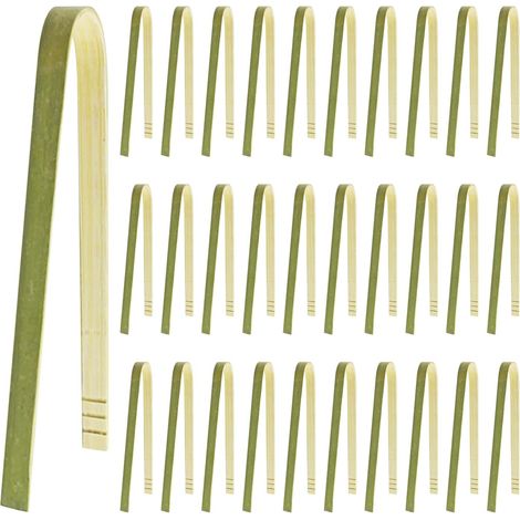 Lot de 30 pinces en bambou, petites pinces, ustensiles de cuisine, pinces à pain, pinces à grille-pain compatibles avec la cuisson du pain (10 cm) (1/5)