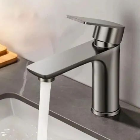 Robinet de salle de bain monocommande avec bonde intégrée et commande d'eau chaude/froide. (1/3)