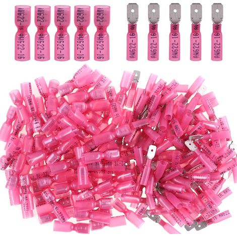 50 pcs 22–16 Gauge Entièrement isolée femelle/mâle Bêche en nylon thermorétractables étanche Quick Disconnect électrique isolé Bornes à sertir Connecteurs Assortiment kit (1/5)