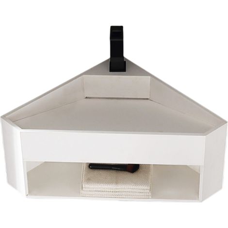 BERNSTEIN - Lave-mains d'angle en fonte minérale TWG70 - blanc mat - 50x50x28cm (1/5)