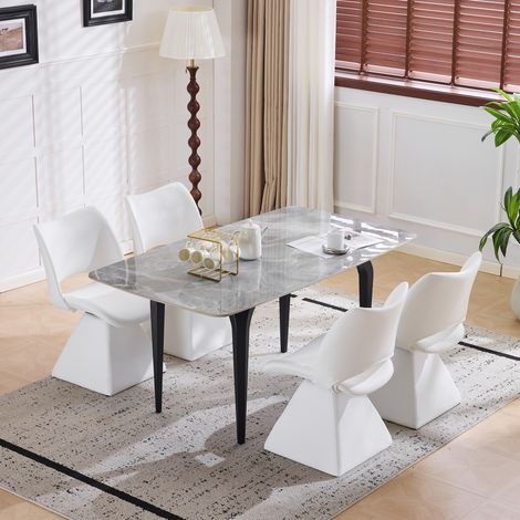 Chaise pivotante confortable blanche,chaise moderne à dossier haut en imitation cuir,idéale pour la salle à manger,le bureau à domicile et le salon