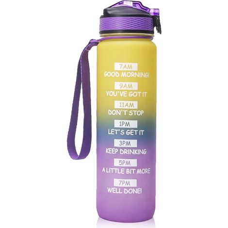 Gourdes inspirantes avec indication du temps et paille, gourdes de sport pour le fitness, la salle de sport et les activités de plein air. (1/5)