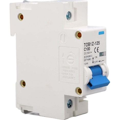UlisemMini Disjoncteurs 100A DC250V, Disjoncteur de Protection contre les Surcharges de Court-circuit 1P 10KA adapté au Système PV de Panneau Solaire, Installation sur Rail DIN 35mm (1/4)