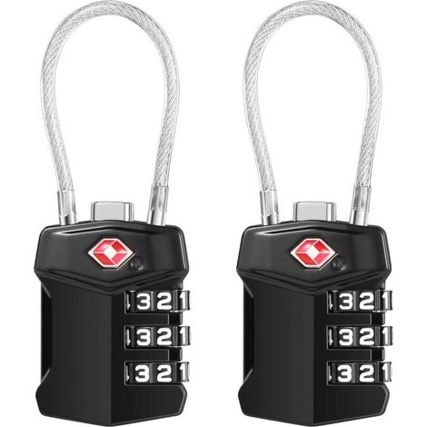 Cadenas Valise 2 Pack, Cadenas Valise Avion Serrures à Bagages à Combinaison 3 Chiffres Cadenas Voyage pour Extérieur Voyage Bagage Camping Casier (1/4)