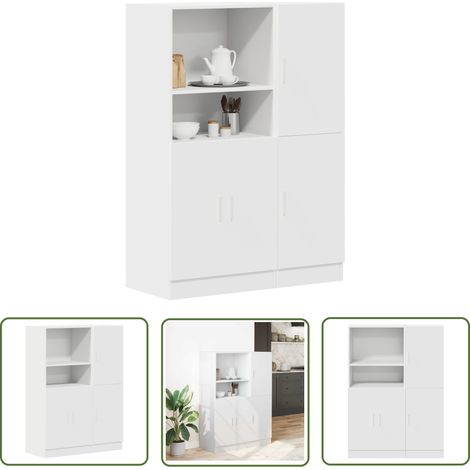vidaXL Ensemble d'armoires de cuisine 2 pcs blanc bois d'ingénierie (1/5)