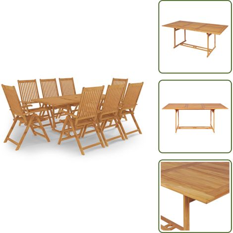 9-tlg. Garten-Essgruppe Massivholz Teak - Holz Esstisch - Gartenmöbel - Teakholz - Gartentisch - Outdoor Furniture (1/5)
