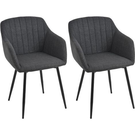 Goeurvant Minimalistische Esszimmerstühle mit breiter Sitzfläche und ergonomischen Armlehnen, Kombination aus Komfort und Eleganz - 2er Set - Bleigrau