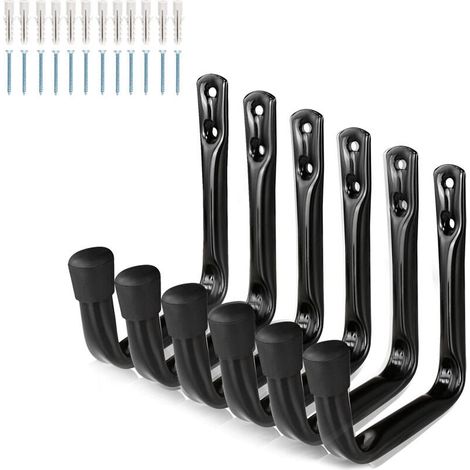 YMYNY 6er-Pack robuste J-Haken für die Garagenlagerung, Wandhalterungen aus Stahl (1/4)