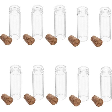 Mini bouteilles à souhaits en verre transparent, 24 pièces, avec bouchons en liège. (1/5)