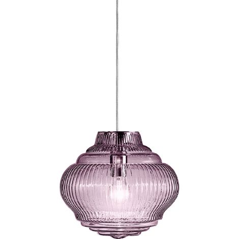 Bonnie Lampe À Suspension En Verre Soufflé Améthyste Avec Finition Rigadin Et Structure En Métal Gris, Diamètre 27,5 Cm, Design Artisanal (1/5)