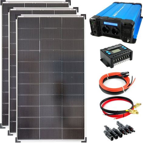 Komplettset 3x120 Watt Solarmodul 1070x585 1500 Watt FS1500D12V Spannungswandler 30A Laderegler