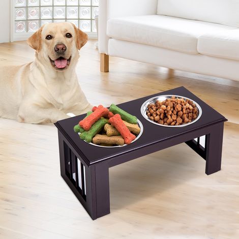 Station d'alimentation pour chien, antidérapante, 58,4 x 30,5 x 25,4 cm, grise, 2 L par gamelle