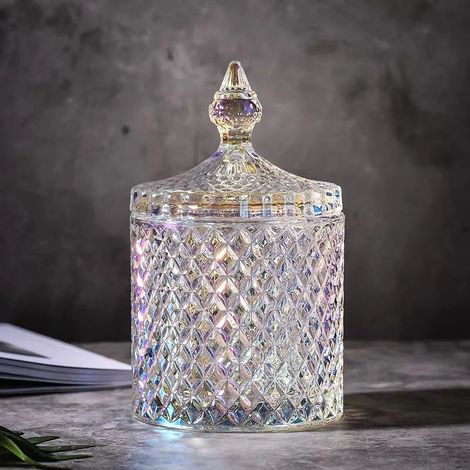 Bocal à bonbons en verre de luxe avec couvercle, boîte de rangement pour noix, objet de décoration de bureau.