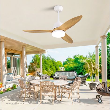 Ventilador de techo de 106 cm con iluminación LED regulable, motor de DC reversible, funcionamiento silencioso y luz natural. (1/5)