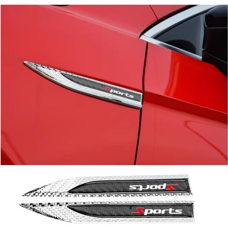 Lot de 2 autocollants en métal pour forme de feuille de voiture, autocollants décoratifs 3D pour carrosserie, 3D métal sport voiture garde-boue côté arrière de coffre emblème badge décalcomanie (1/5)