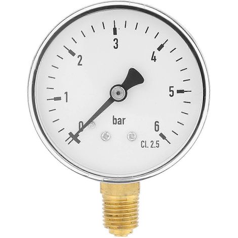 Manomètre pneumatique/hydraulique 1/4" NPT 0-6 bar, montage latéral