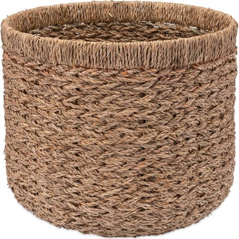 Decorasian Panier de rangement, rond, tissé en jonc de mer, durable