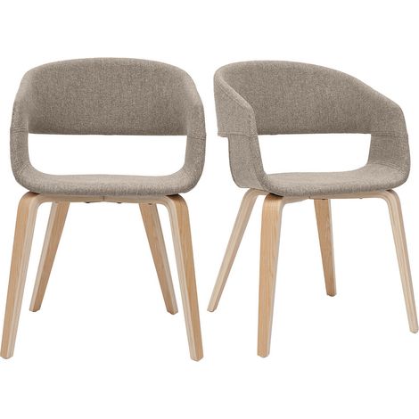Sedie design in tessuto talpa e base in legno chiaro (set di 2) SLAM