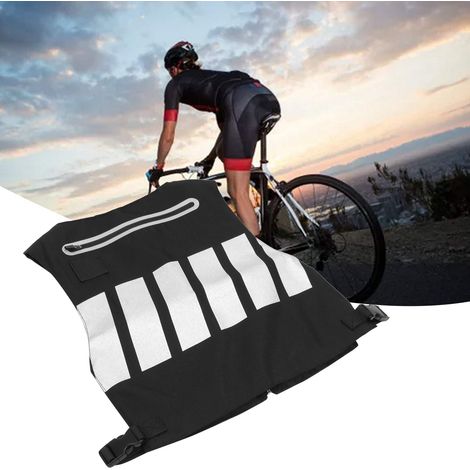 Chaleco reflectante de seguridad para ciclismo y deportes – chaleco de poliéster para adultos, negro/blanco, talla XL (48 x 43 cm), con cintura elástica y bolsillo. (1/5)