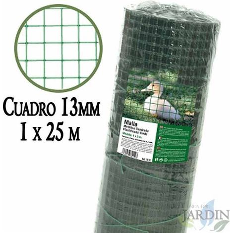 Grillage à Poule 13mm 1x25 m. Galvanisé Maille carré en plastique vert . Cloture poulailler voliere Poulailler Jardin metallique (1/3)
