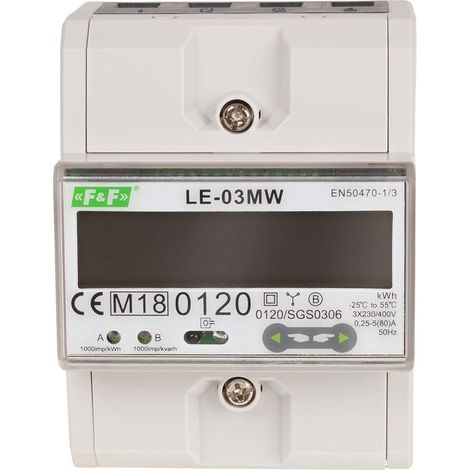 Contador de electricidad de doble tarifa, trifásico, 2 vías con Modbus RTU, para medición directa (1/5)