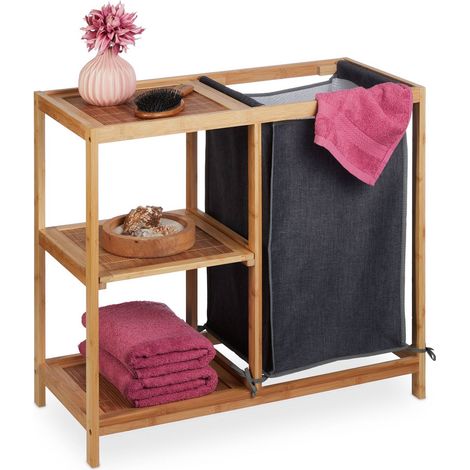 Estante para cesta de ropa de bambú