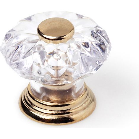 Pomo de plástico con acabado oro mk transparante., dimensiones: 30x30x25mm Ø: 30mm -