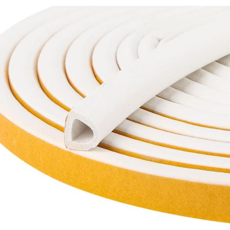 Rouleau de 6 mètres de joint d'étanchéité auto-adhésif en caoutchouc blanc pour portes en bois, pour isolation phonique, coupe-vent et anti-poussière (1/5)