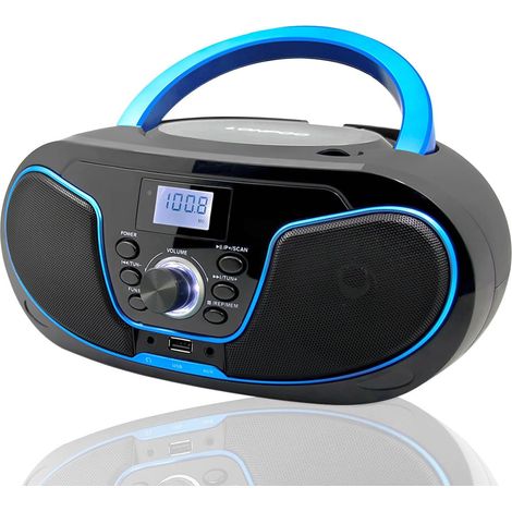 Lecteur CD Enfant, Poste Radio CD, Bluetooth Chaine HiFi LP-D02 Radio FM Portable Stéréo avec Son Cristallin, Lecture MP3, Entrée USB et AUX, Prise Casque, Ecran LCD (1/5)