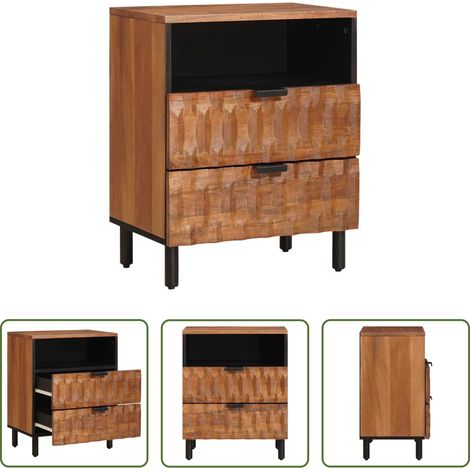 vidaXL Armario de Noche Marrón 50 x 33 x 62 cm Madera de mango maciza (1/5)