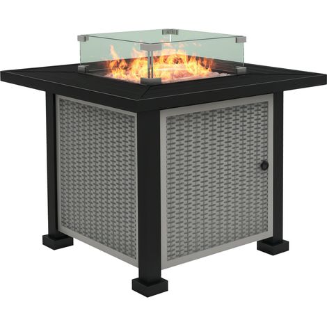 81 x 81cm 50,000 BTU Gas Fire Pit Table - Grey (1/5)