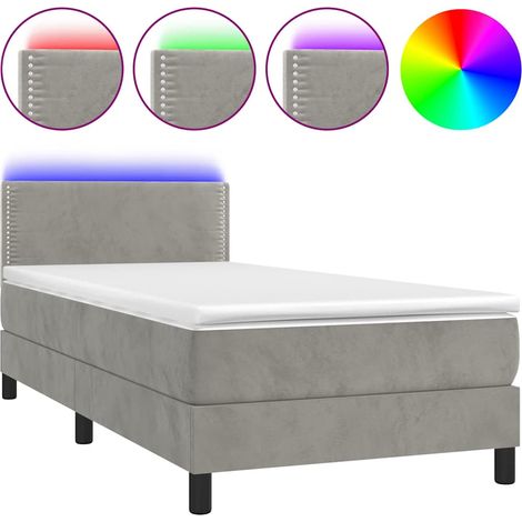 Maison Exclusive - Boxspringbett mit Matratze & LED Hellgrau 90x2 (1/5)