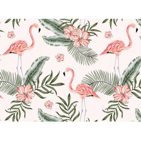 Papier peint panoramique animaux idéal pour salon Tapisserie panoramique nature motif flamant rose Papier peint panoramique élégant pour couloir (1/4)
