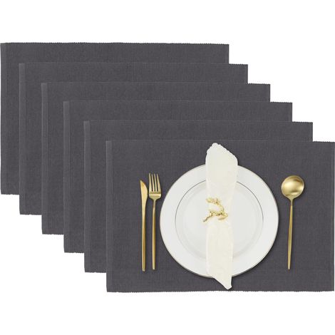 Lot de 6 Sets de Table rectangulaires en Coton pour Table de Salle à Manger Gris Anthracite 48x33 cm (1/5)