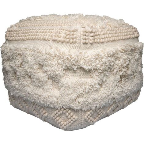 Pouf Bohème Fait à la Main "Bohist" 50cm Naturel (1/4)
