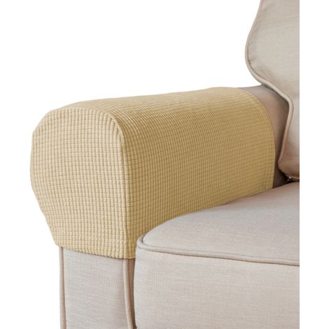 Set mit 2 dicken, elastischen, rutschfesten Sofahandschuhen zum Schutz der Armlehnen (beige) (1/5)