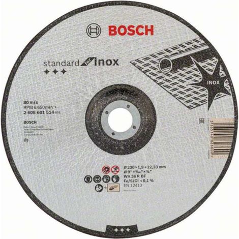 Bosch Disco da Taglio Standard Inox 230 mm per Acciaio Inossidabile Nero