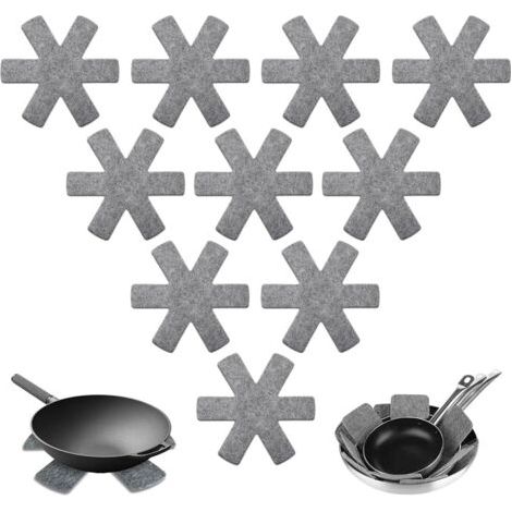 QORVA-Protection Casseroles et Protège-Poêle, 10 Pièces Protege Poele Feutrine, Résistant à la Chaleur et Antidérapant Protection poele et Casserole, pour Éviter Les Rayures
