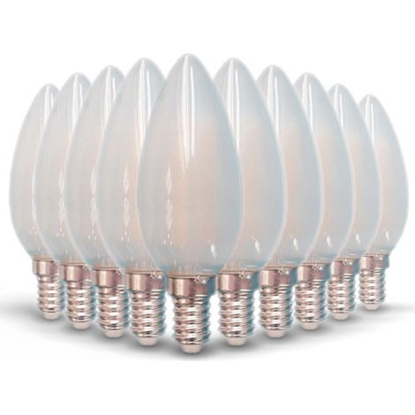 Set di 10 lampadine a LED E14 opache 4W eq 40W 470lm Température de Couleur: Bianco caldo 2700K