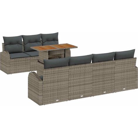 Garden Sofa Set with Storage 8 pcs Grey Poly rattan vidaXL (1/5)