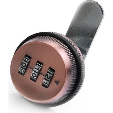 Serrure à combinaison à 3 chiffres pour boîte aux lettres 20 mm/30 mm, serrure rotative pour tiroirs et armoires 30 mm - Serrure à combinaison mécanique rouge antique